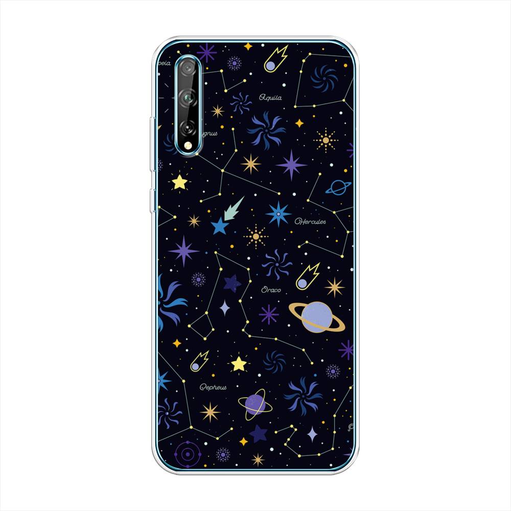 

Чехол на Huawei Y8p "Цветной космос", Желтый, 6103550-2