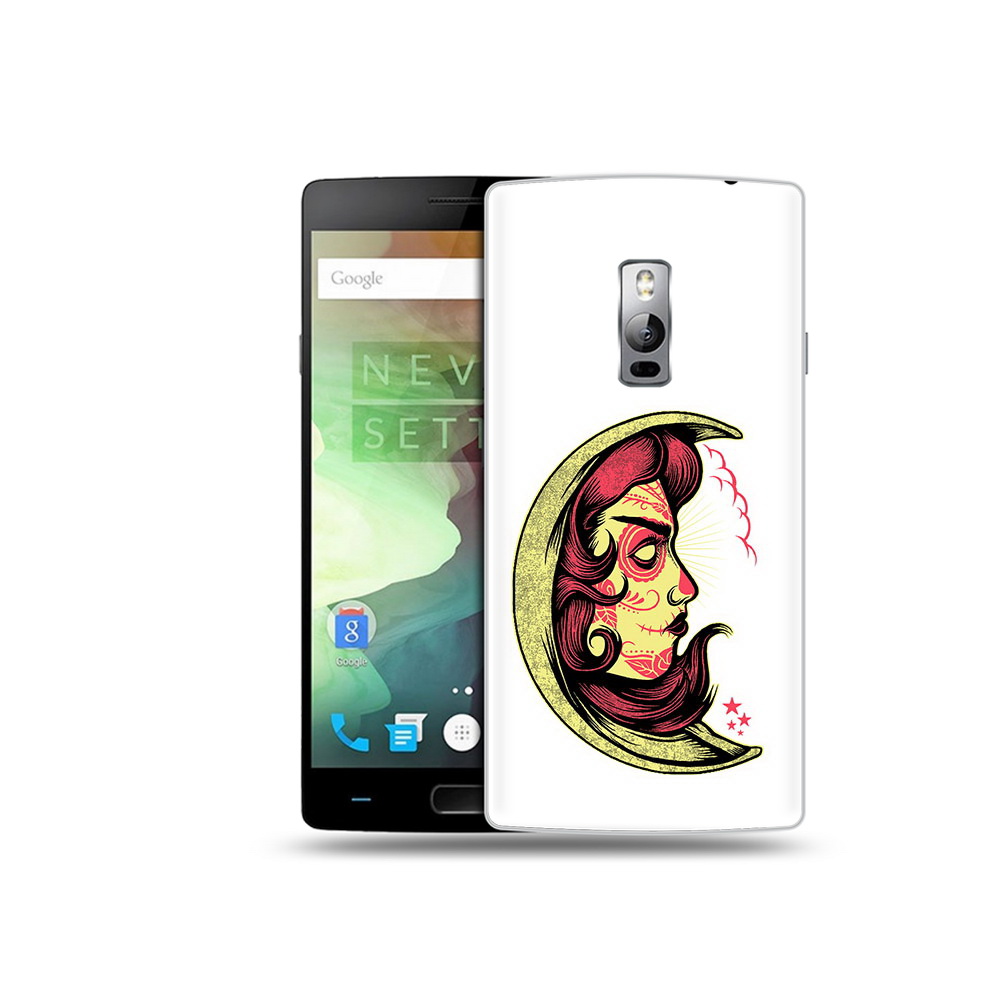 

Чехол MyPads Tocco для OnePlus 2 желтый полумесяц с лицом девушки, Прозрачный, Tocco