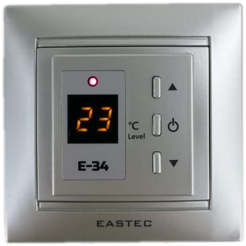 фото Терморегулятор eastec e-34 для теплых полов и обогревателей, серебро. встраиваемый