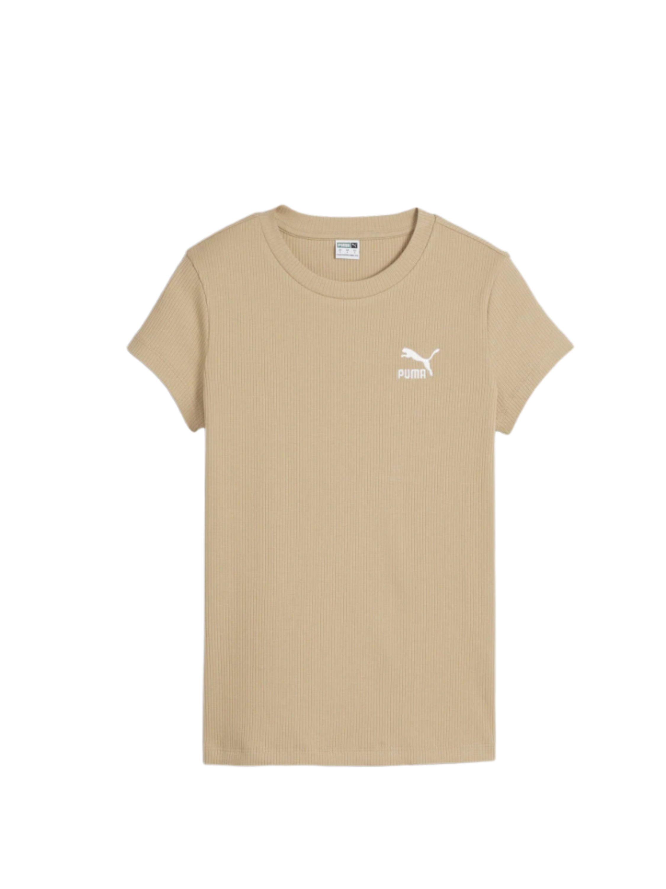 Футболка женская PUMA CLASSICS Ribbed Slim Tee бежевая L