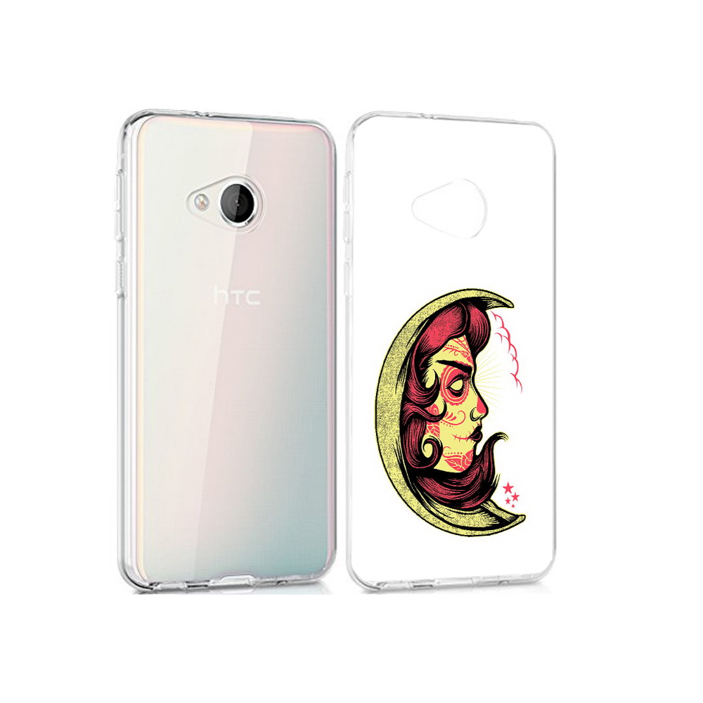 

Чехол MyPads Tocco для HTC U Play желтый полумесяц с лицом девушки, Прозрачный, Tocco