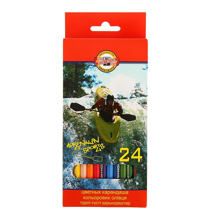 

Карандаши 24 цвета "Спорт", европодвес, Серый;коричневый;черный;красный;синий;зеленый;оранжевый;желтый;фиолетовый;розовый