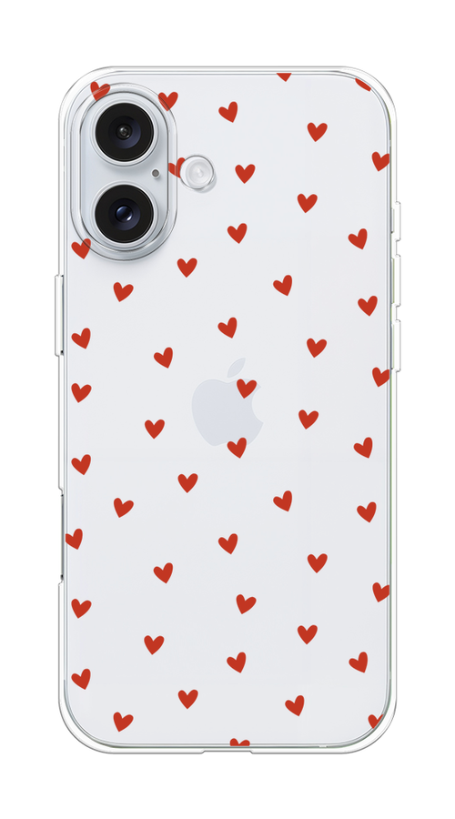 

Чехол на Apple iPhone 16 Plus "Red hearts", Красный;прозрачный, 16150-1