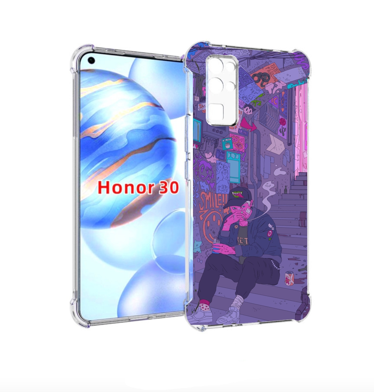 Чехол бампер MyPads парень в подъезде мультик для Honor 30 (BMH-