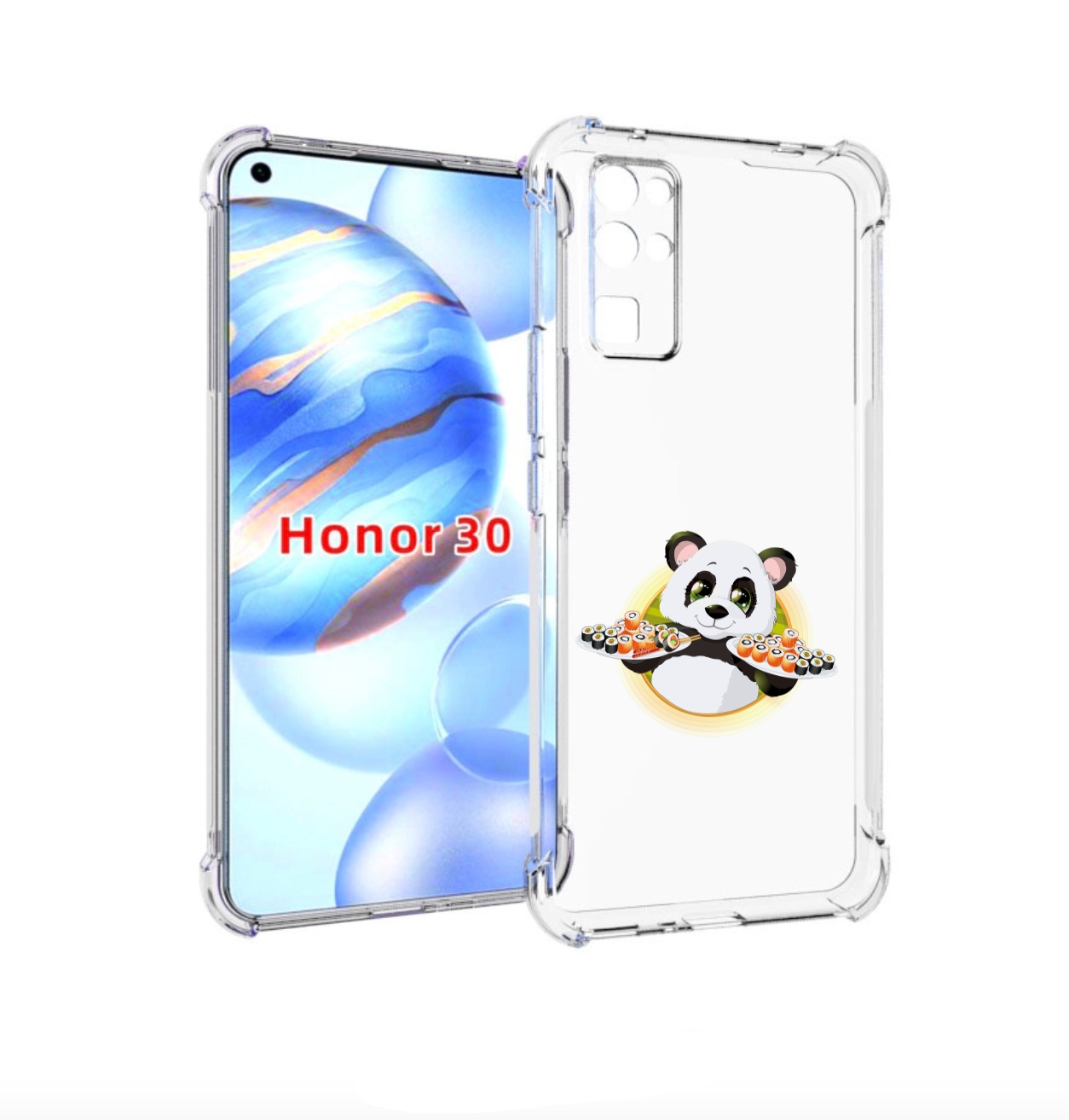 

Чехол бампер MyPads панда-с-суши для Honor 30 (BMH-AN10) противо, Прозрачный, Tocco