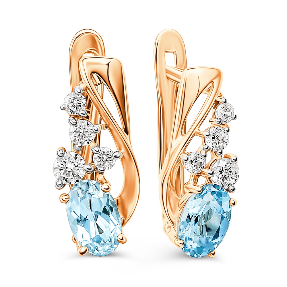 

Серьги из золота 585Gold 202011088, топаз/фианит, 202011088