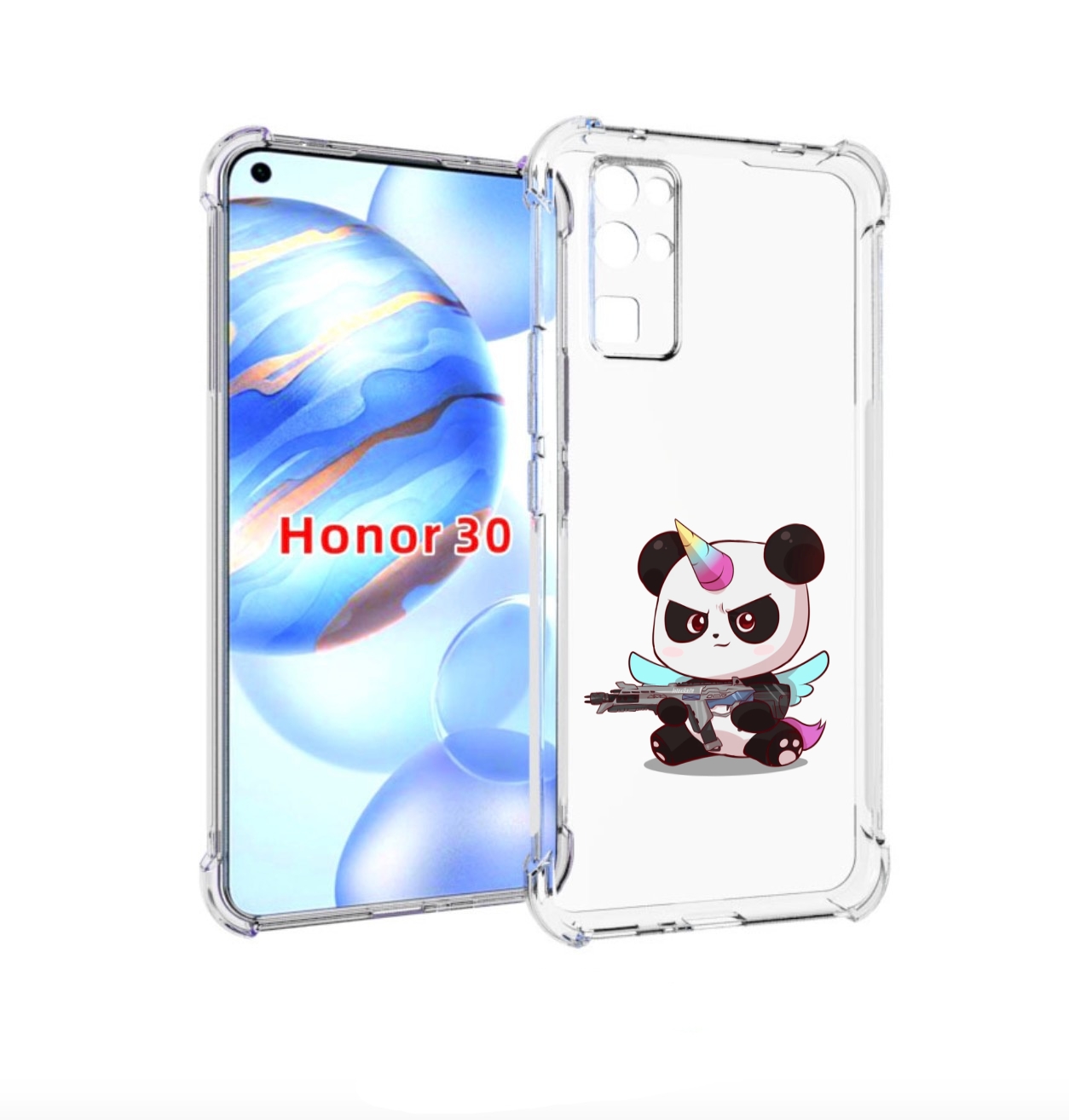 

Чехол бампер MyPads панда-единорог детский для Honor 30 (BMH-AN1, Прозрачный, Tocco