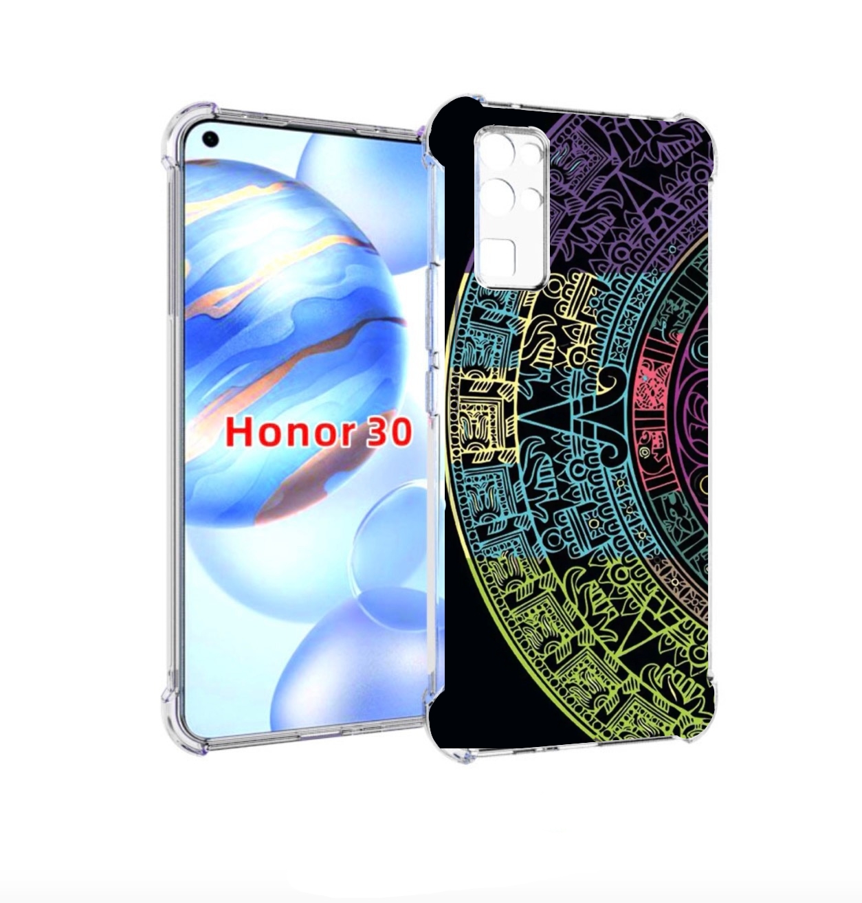 

Чехол бампер MyPads орнамент полукруга для Honor 30 (BMH-AN10) п, Прозрачный, Tocco