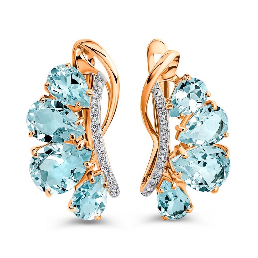 

Серьги из золота 585Gold 202010917, топаз/фианит, 202010917