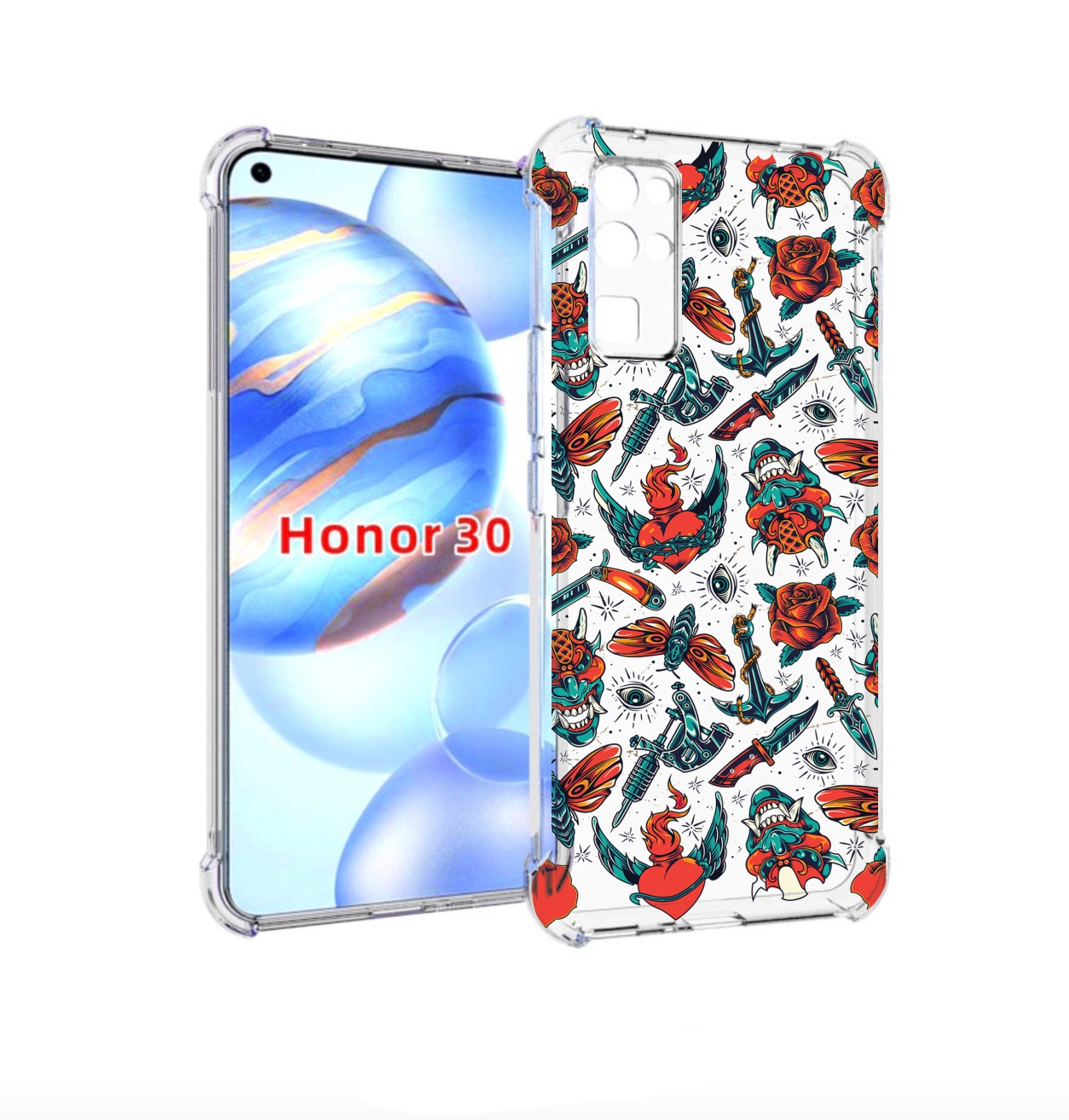 

Чехол бампер MyPads олд-скул-пак для Honor 30 (BMH-AN10) противо, Прозрачный, Tocco