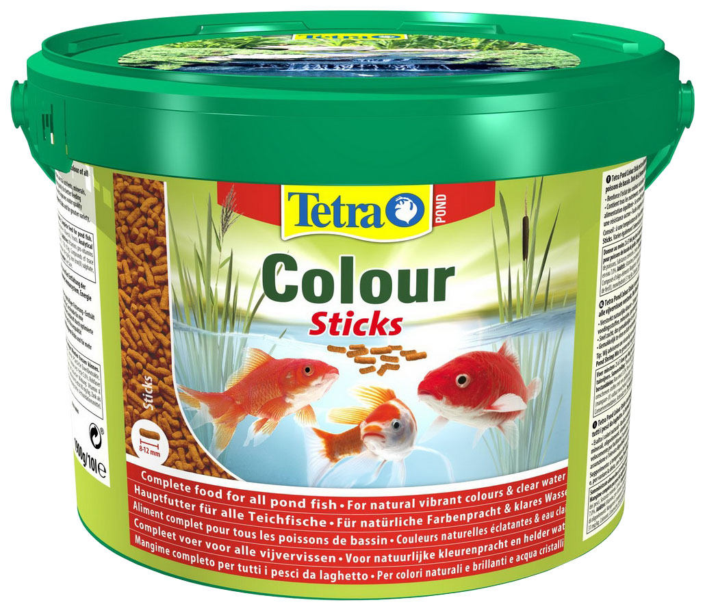 фото Корм для прудовых рыб tetra pond color sticks, для окраски, палочки, 10 л