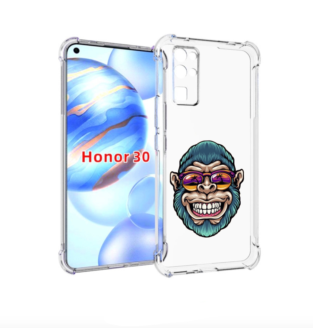 

Чехол бампер MyPads обезьяна улыбается для Honor 30 (BMH-AN10) п, Прозрачный, Tocco