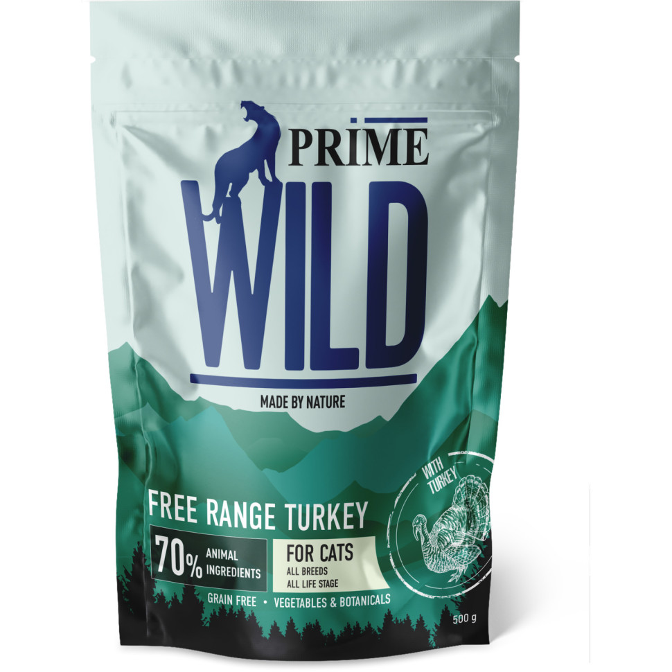 Сухой корм для кошек Prime Wild GF Free Range, с индейкой, 500 г