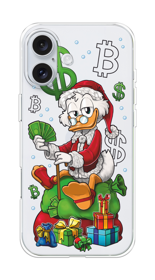 

Чехол на Apple iPhone 16 Plus "Богатый санта Скрудж Макдак", Белый;красный;зеленый, 16150-1