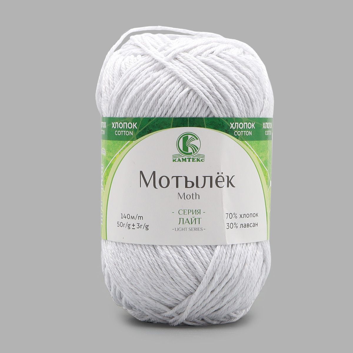 

Пряжа для вязания Камтекс Мотылек 50г, 140м (хлопок, лавсан) (008 серебристый), 5 мотков, 558713