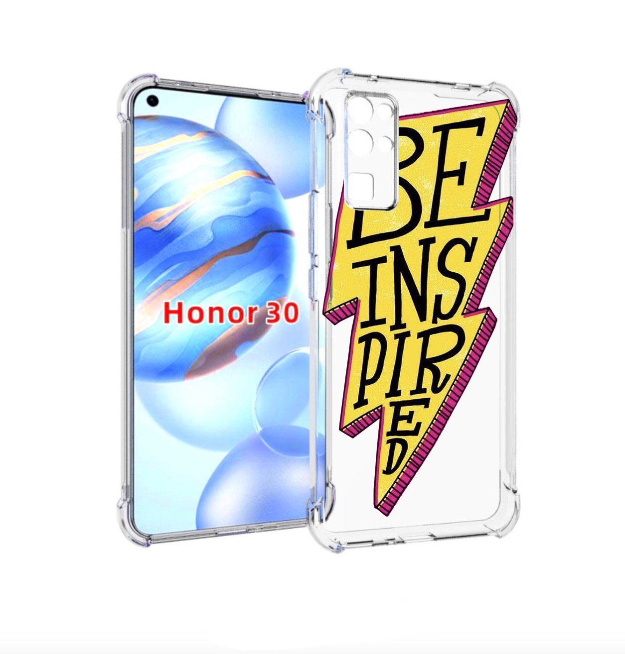 

Чехол бампер MyPads надпись в желтой молнии для Honor 30 (BMH-AN, Прозрачный, Tocco