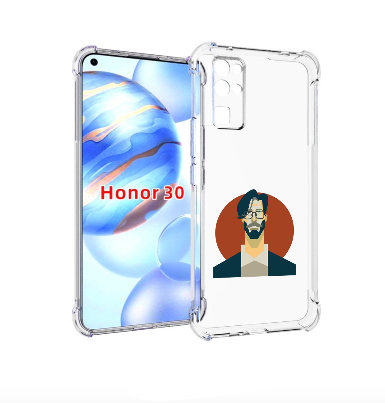 

Чехол бампер MyPads мужичек-в-очках для Honor 30 (BMH-AN10) прот, Прозрачный, Tocco