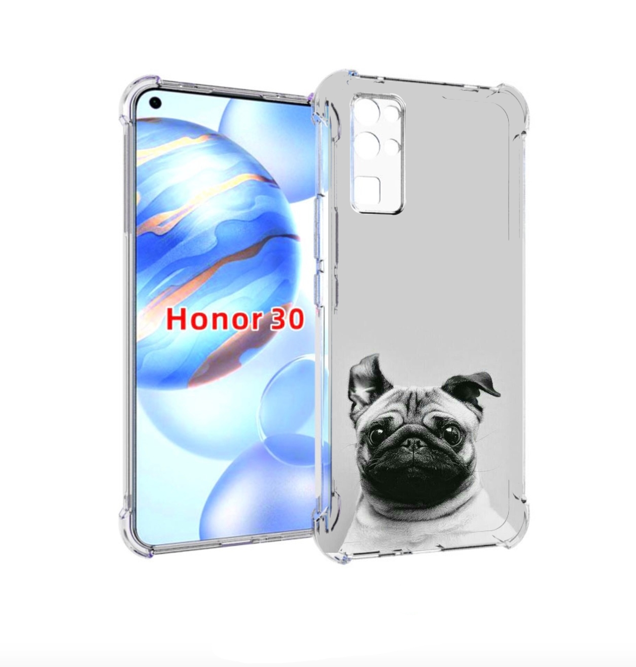 

Чехол бампер MyPads мопс для Honor 30 (BMH-AN10) противоударный, Прозрачный, Tocco