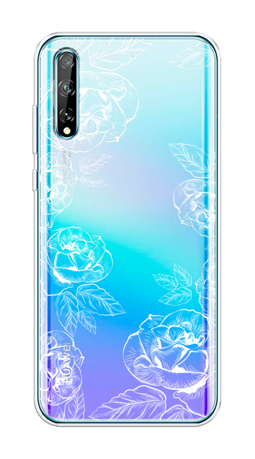 

Чехол на Huawei Y8p/P Smart S "Розы графика", Черный;серый, 6103450-2