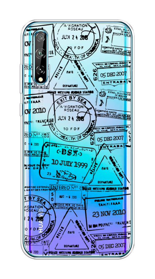 

Чехол на Huawei Y8p "Visa stamps 2", Белый;черный;серый, 6103450-2