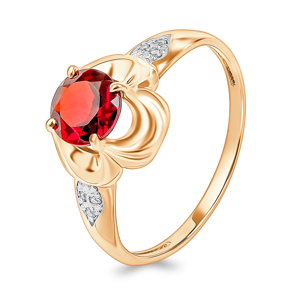 

Кольцо из золота р.  585Gold 201015586, гранат/фианит, 201015586