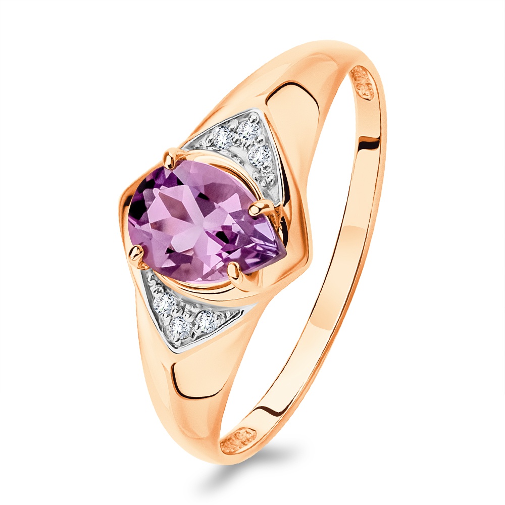 

Кольцо из золота р. , 585Gold 201015631, аметист/фианит, 201015631