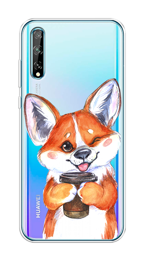 

Чехол на Huawei Y8p "Корги с кофе", Оранжевый;белый, 6103450-4