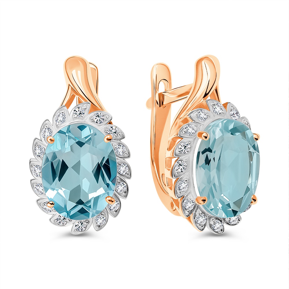 

Серьги из золота 585Gold 202010898, топаз/фианит, 202010898