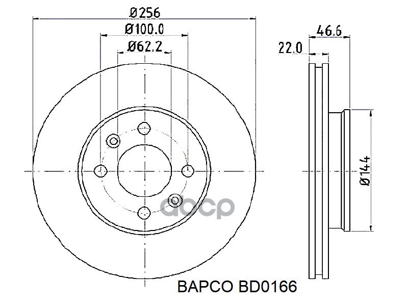 

BAPCO BD0166 Диск тормозной передний вентилируемый BD0166