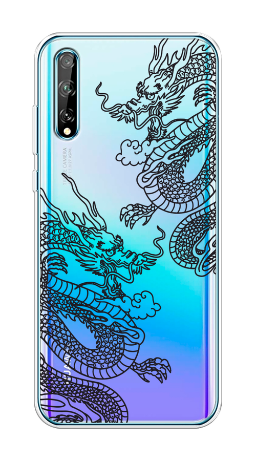

Чехол на Huawei Y8p "Два китайских дракона", Серый;черный, 6103450-1
