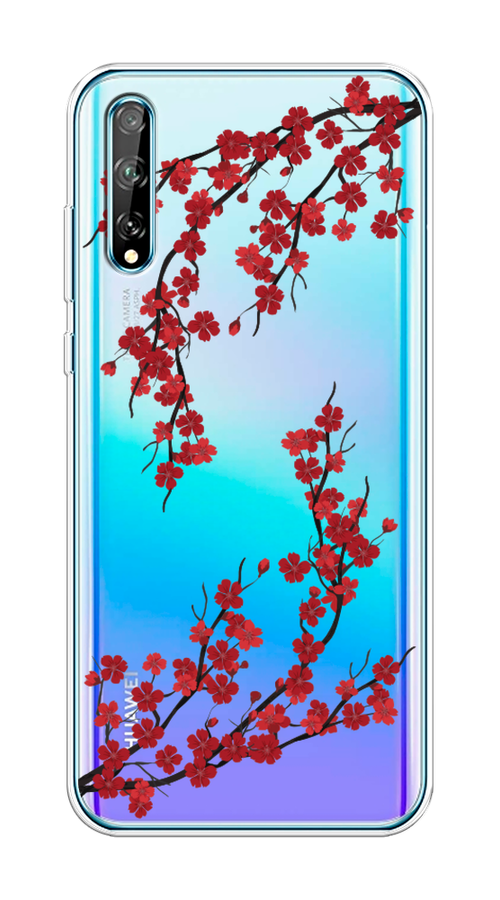 

Чехол на Huawei Y8p "Красная сакура", Красный;черный, 6103450-2