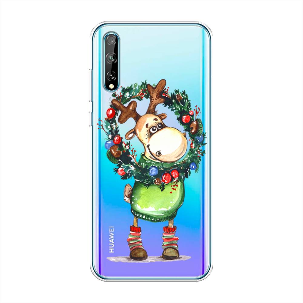 

Чехол на Huawei Y8p "Олень с новогодним венком", 6103450-4