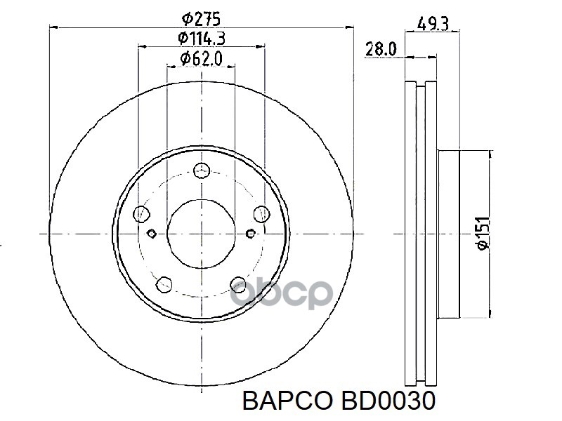 

BAPCO BD0030 Передний тормозной диск