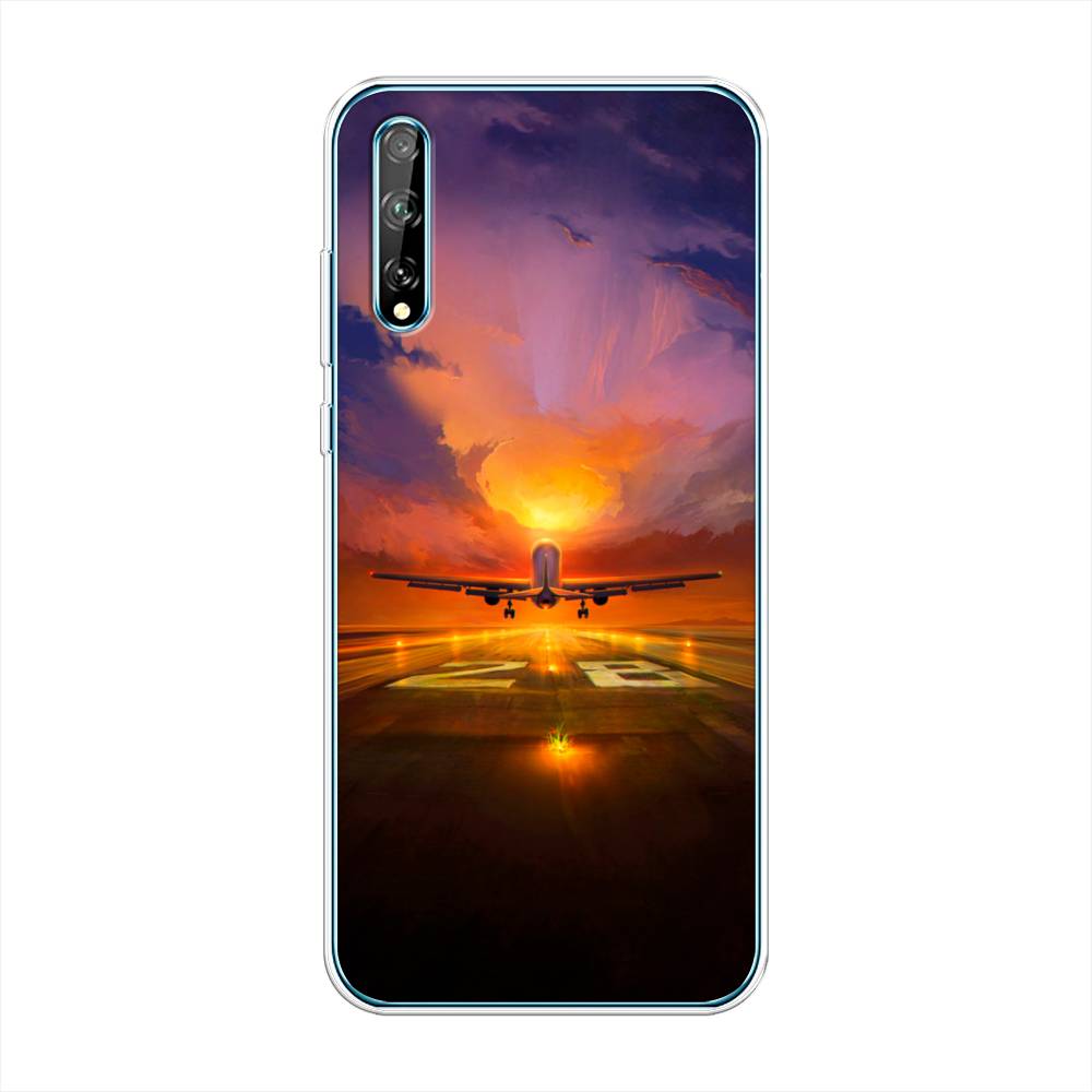 

Чехол на Huawei Y8p "Самолет на посадке", Оранжевый;синий, 6103450-6