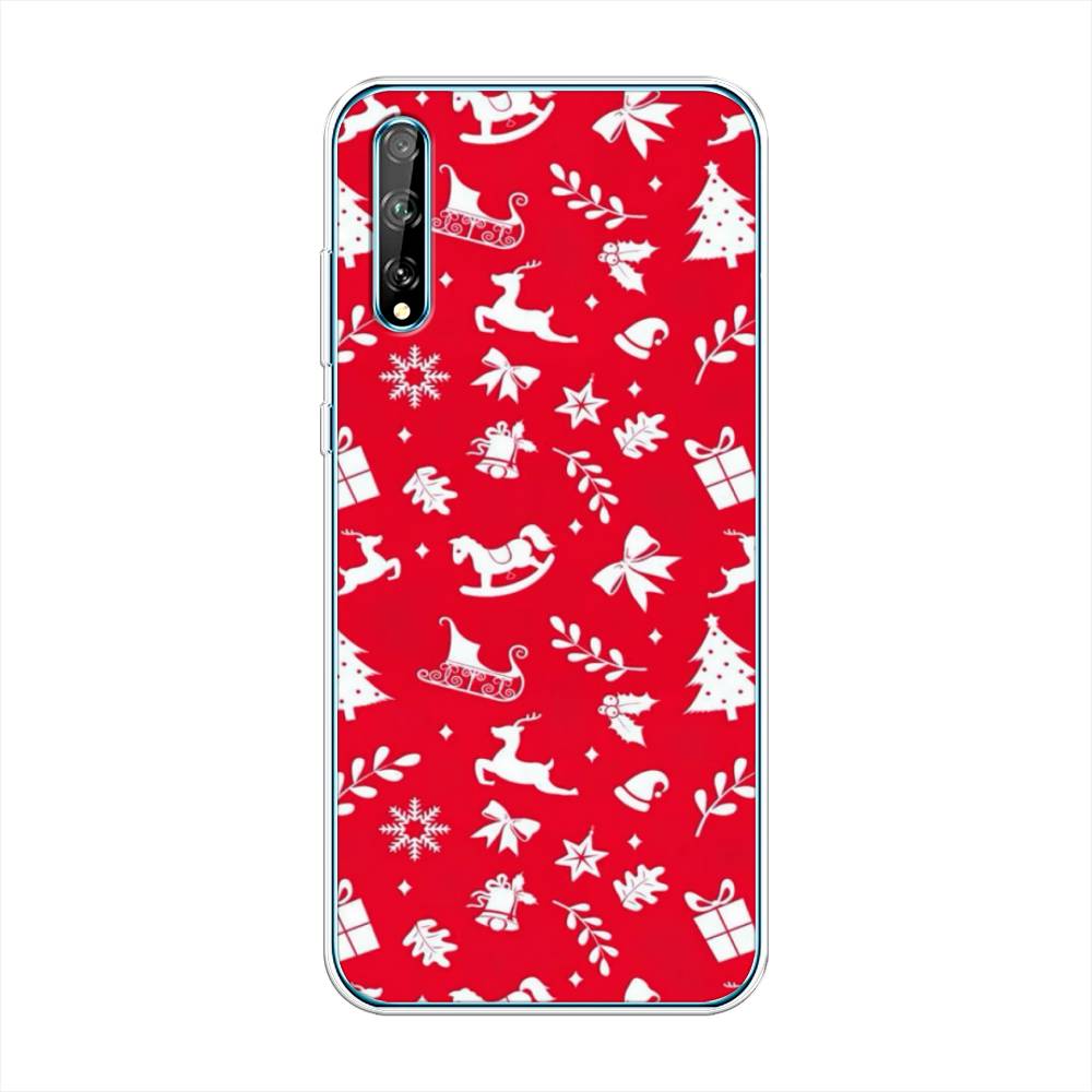 

Чехол на Huawei Y8p "Красный новогодний фон", Красный;белый, 6103450-5