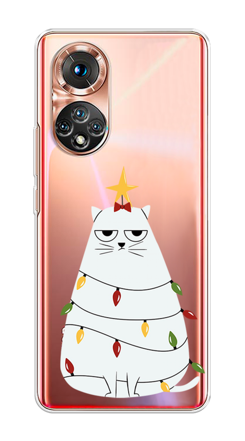 

Чехол на Huawei Honor 50 "Котик в гирлянде", Белый;красный;желтый, 6105450-1