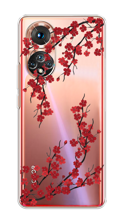 

Чехол на Huawei Honor 50 "Красная сакура", Красный;черный, 6105450-2