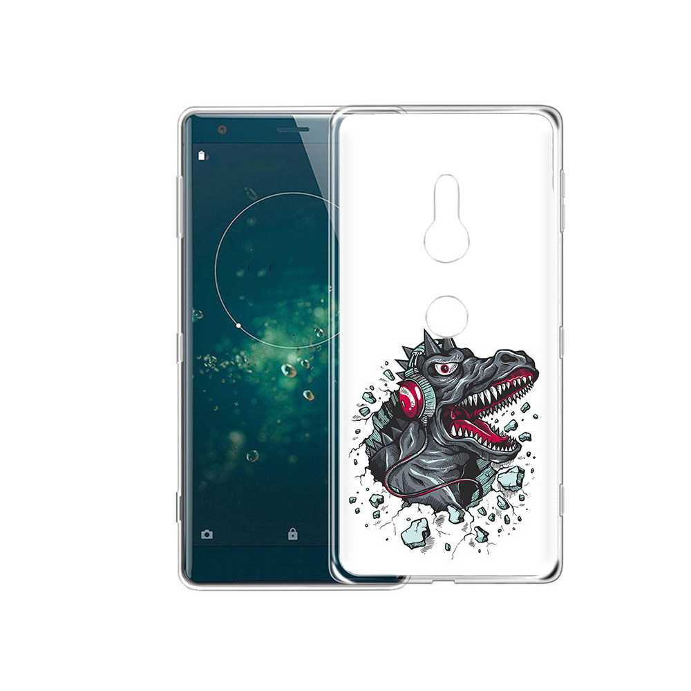 

Чехол MyPads Tocco для Sony Xperia XZ2 Нарисованный динозавр в наушниках, Прозрачный, Tocco