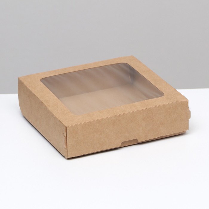 

Коробка складная, с окном, крафт, 15 х 15 х 4 см (20 шт), Коричневый
