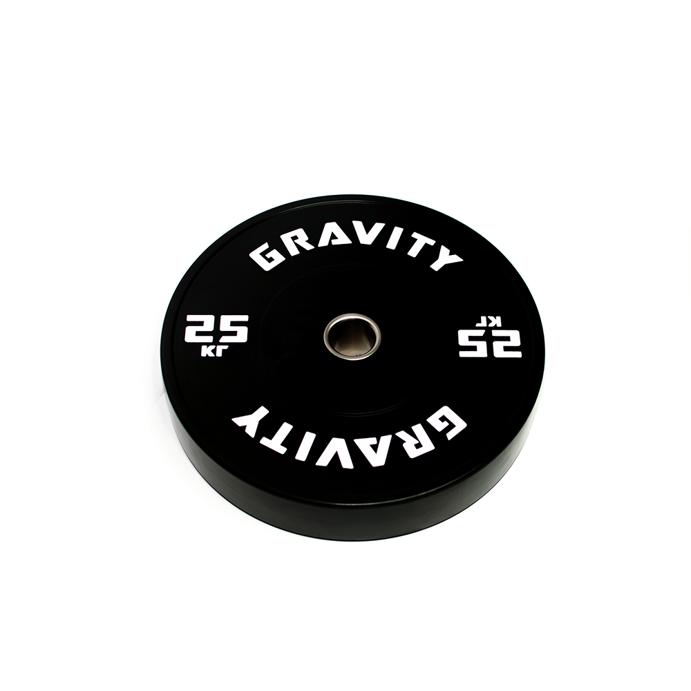 

Бамперный каучуковый диск Gravity черный, белый лого, 25 кг, SL1103NW