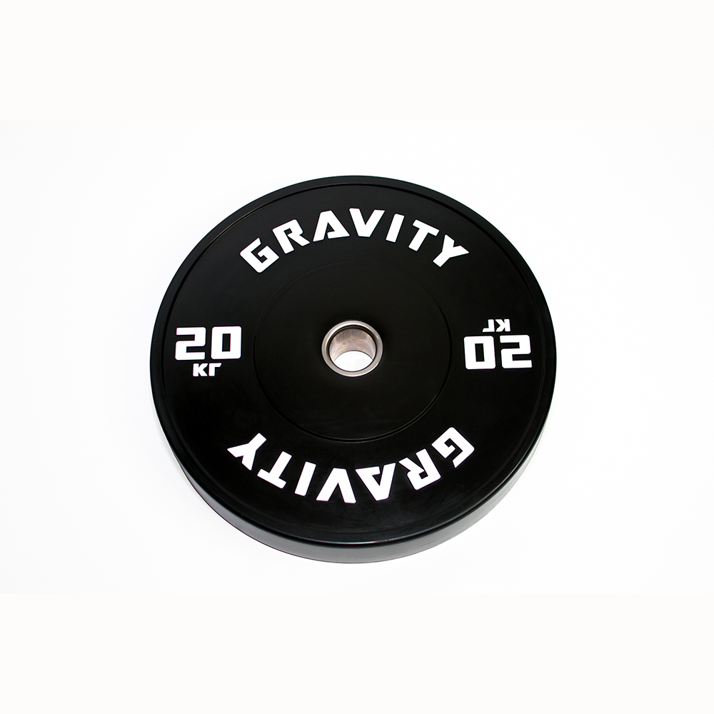 

Бамперный каучуковый диск Gravity черный, белый лого, 20 кг, SL1103NW