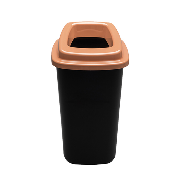 Контейнер для мусора 28 л PLAFOR Sort bin чёрный бак с коричневой крышкой