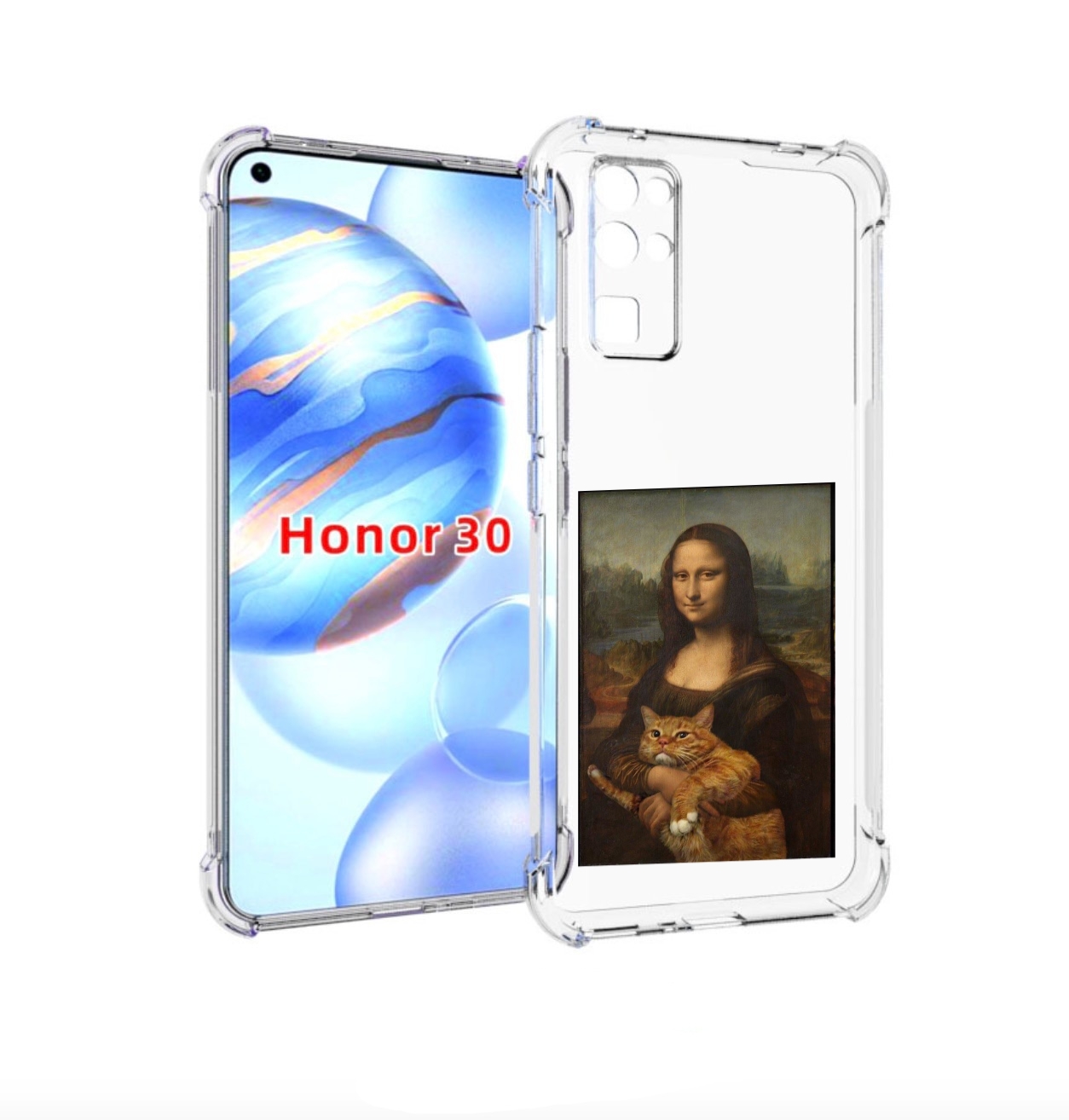 

Чехол бампер MyPads монализа-с-котиком для Honor 30 (BMH-AN10) п, Прозрачный, Tocco