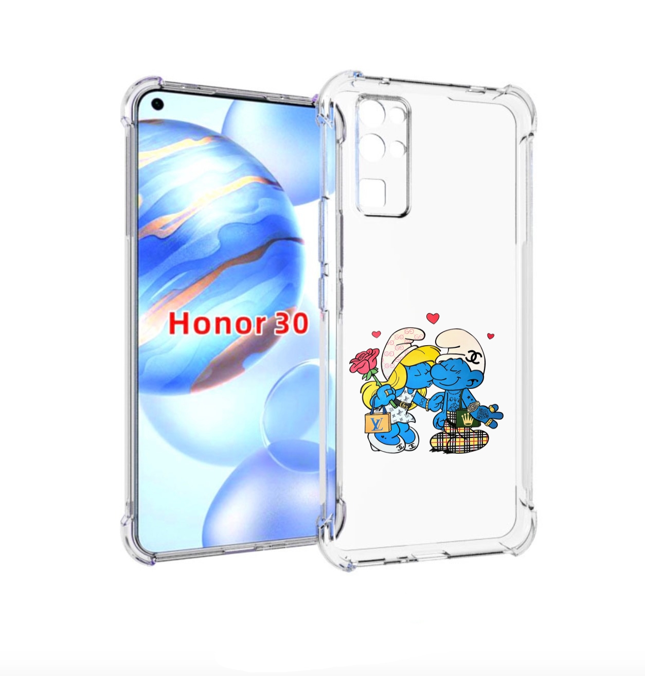 

Чехол бампер MyPads модные-смурфики для Honor 30 (BMH-AN10) прот, Прозрачный, Tocco