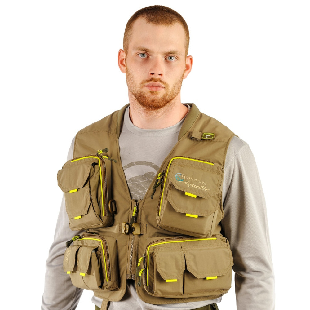 

Aquatic Жилет рыболовный AQUATIC Ж-08 (Разм.52-54 / ), Хаки;желтый
