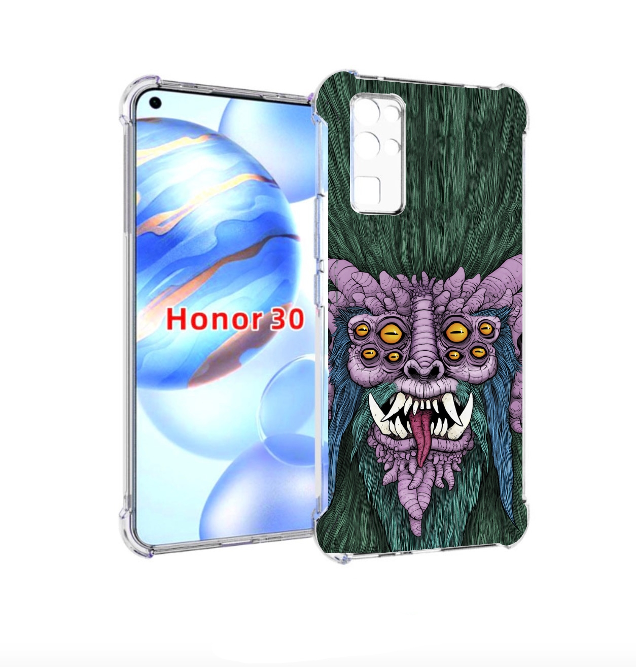 

Чехол бампер MyPads многоглазый черт для Honor 30 (BMH-AN10) про, Прозрачный, Tocco