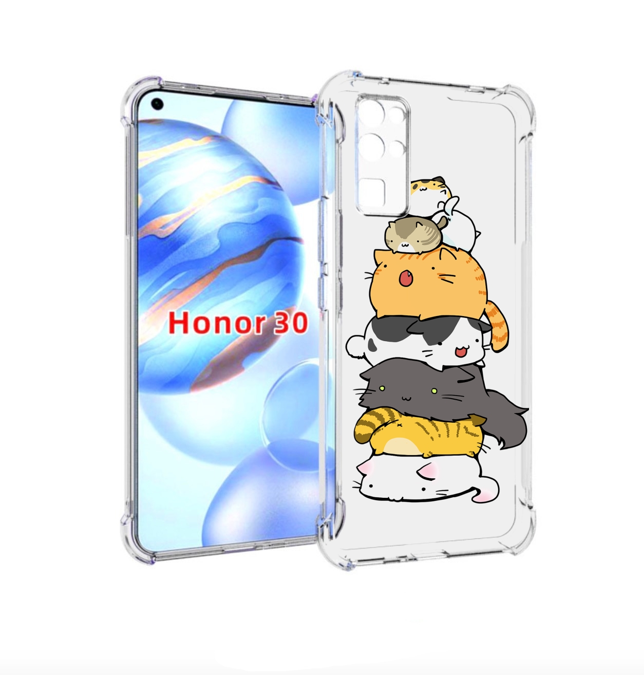 

Чехол бампер MyPads много-маленьких-котиков для Honor 30 (BMH-AN, Прозрачный, Tocco