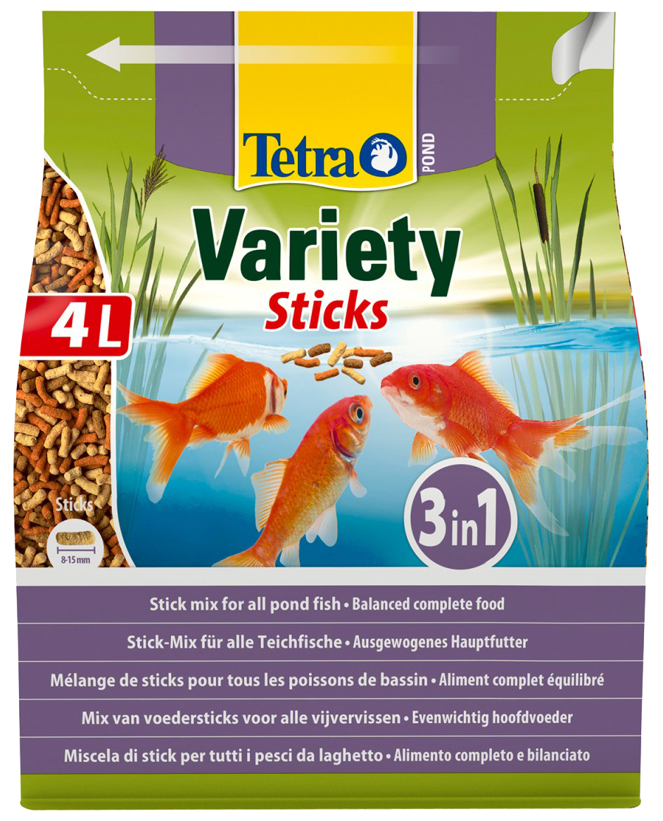фото Корм для прудовых рыб tetra pond variety sticks, палочки, 4 л