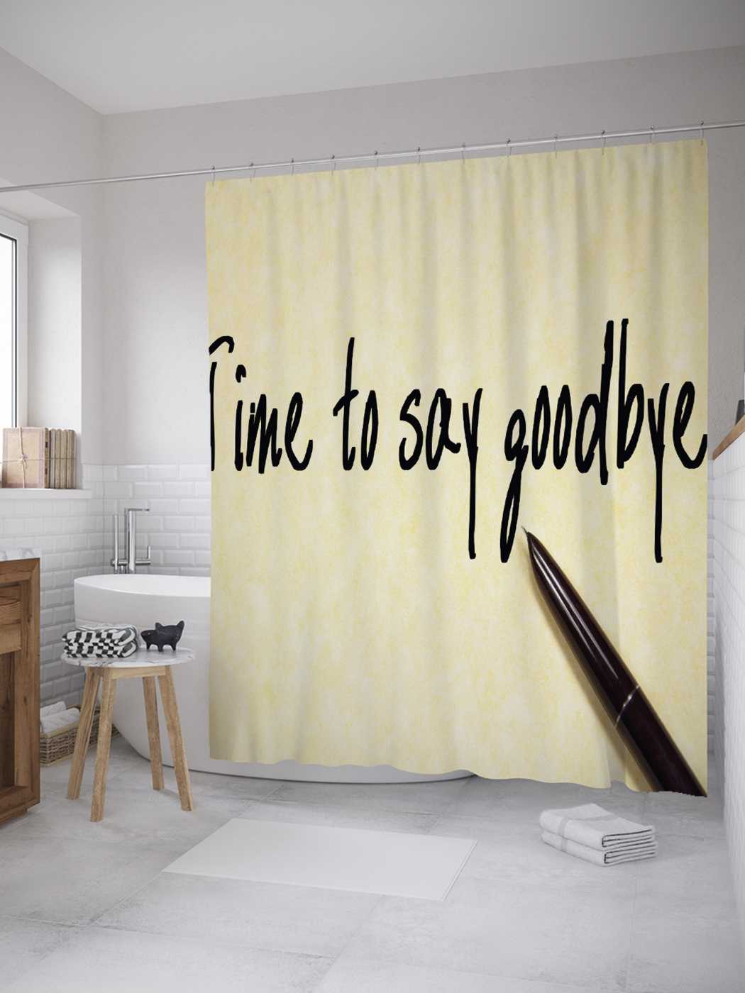 

Штора для ванной JoyArty "Время сказать прощай" 180х200 см с крючками, Белый