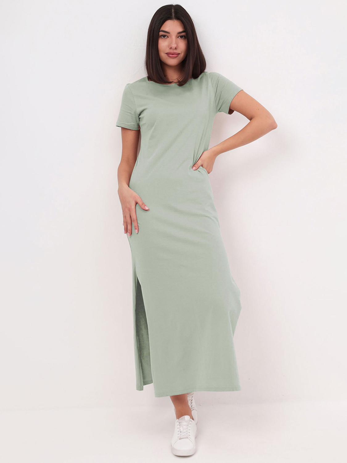 Платье женское HappyFox 1301 зеленое 44 RU